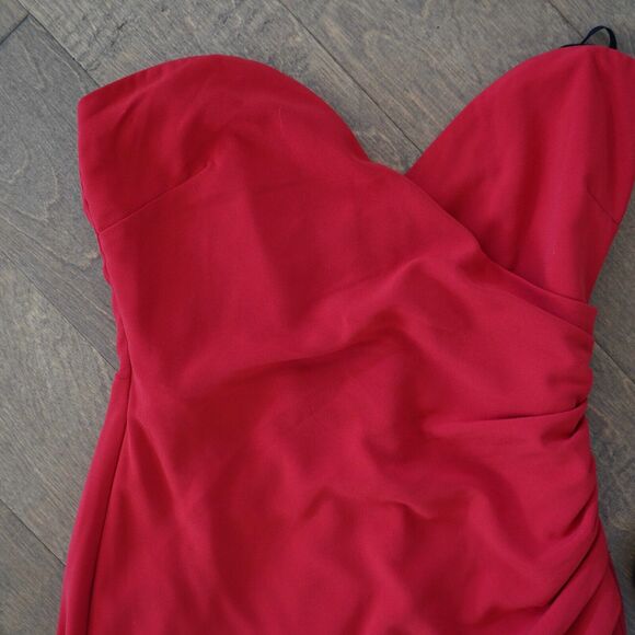 NBD Red Strapless dress with Sweetheart neckline and Slit Sz S - Picture 6 of 10